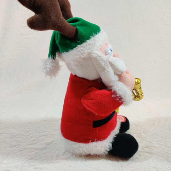 Sound And Light Animatronics Rare Vintage Saxophone Santa W Reindeer Ears 1985 - Picture 6 of 12